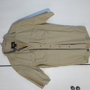 Redhead- Mens Tan/Beige Button down Shirt Velcro Pockets Short Sleeve Sz.Large